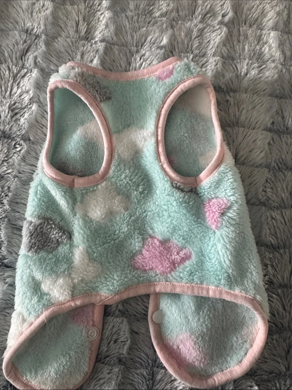 Plush Cloud Print Pet Vest - Mint & Pink